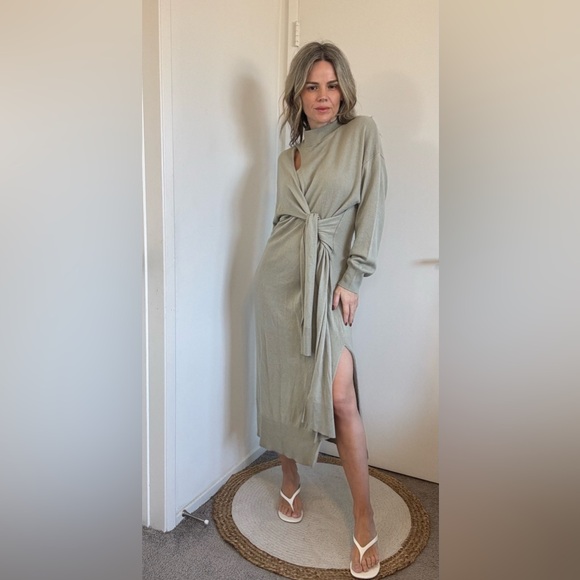 Jonathan Simkhai Skyla Self Tie Wrap Midi-Dress - Picture 7 of 17
